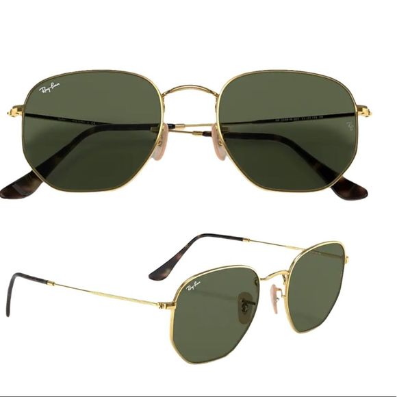 Ray Ban RB3548N HEXAGONAL FLAT LENSES Gold frame G -15 Lens XL 54-21 Unisex NEW - Picture 2 of 9